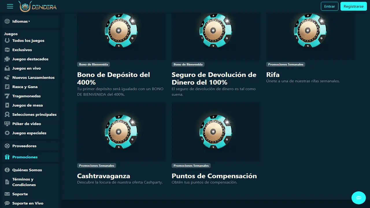 Dendera Bonos y Promociones – Screenshot